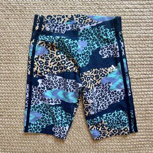 Adidas x FARM Rio Biker Shorts Size XS Leopard Print Camo Collab 3-Stripe